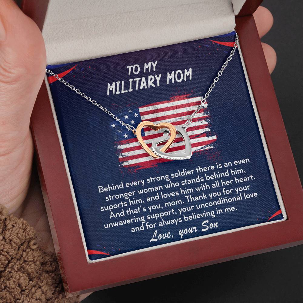 TO MY MILITARY MOM - Two Hearts Embellished With Cubic Zirconia Stones