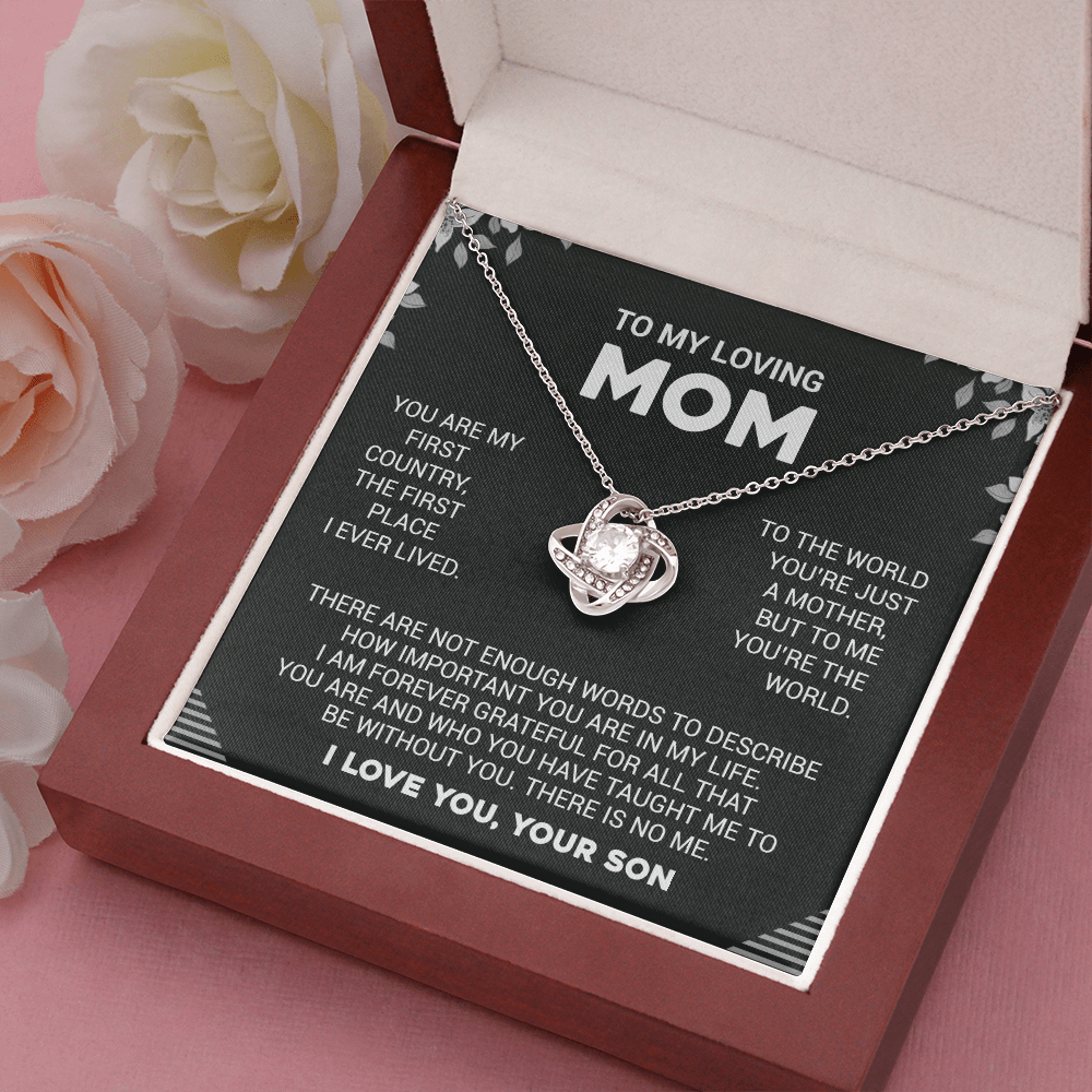 To My Loving Mom - To Me You're The World - Love Knot Necklace