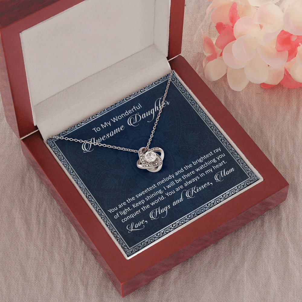 To My Awesome Daughter - You Are The Sweetest Melody -  Love Knot Necklace