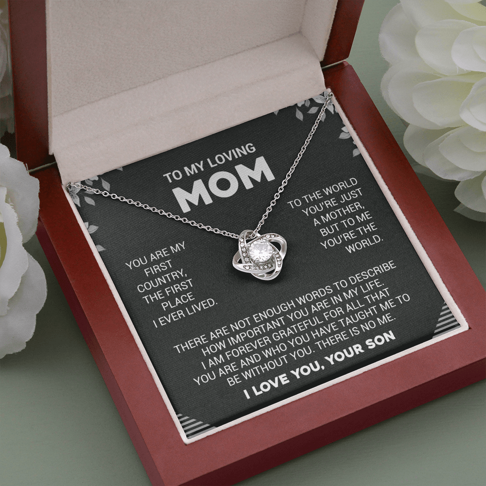 To My Loving Mom - To Me You're The World - Love Knot Necklace