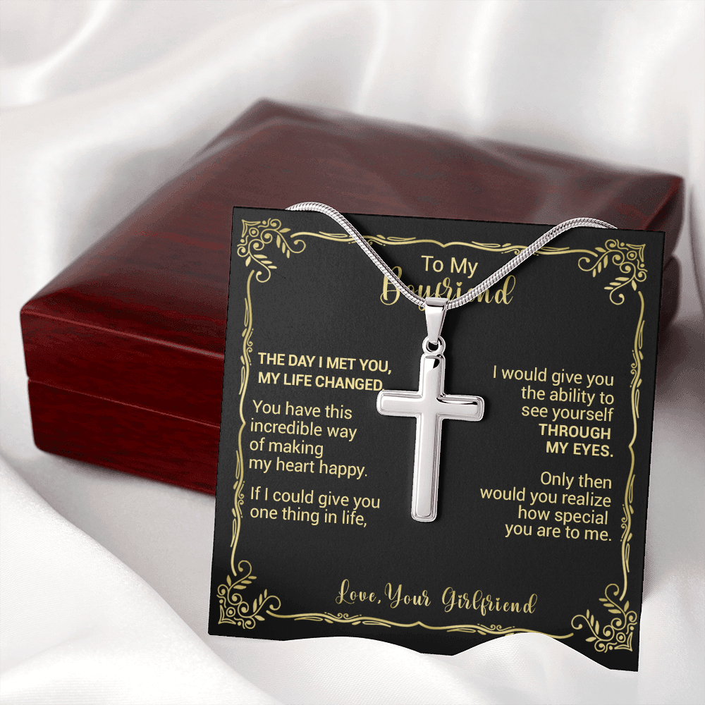 To My Boyfriend - The Day I Met You My Life Changed - Cross Necklace