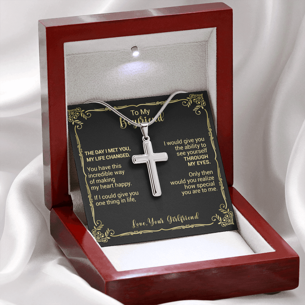 To My Boyfriend - The Day I Met You My Life Changed - Cross Necklace