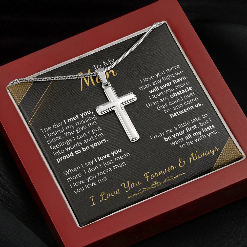 To My Man - The Day I Met You - Cross Necklace